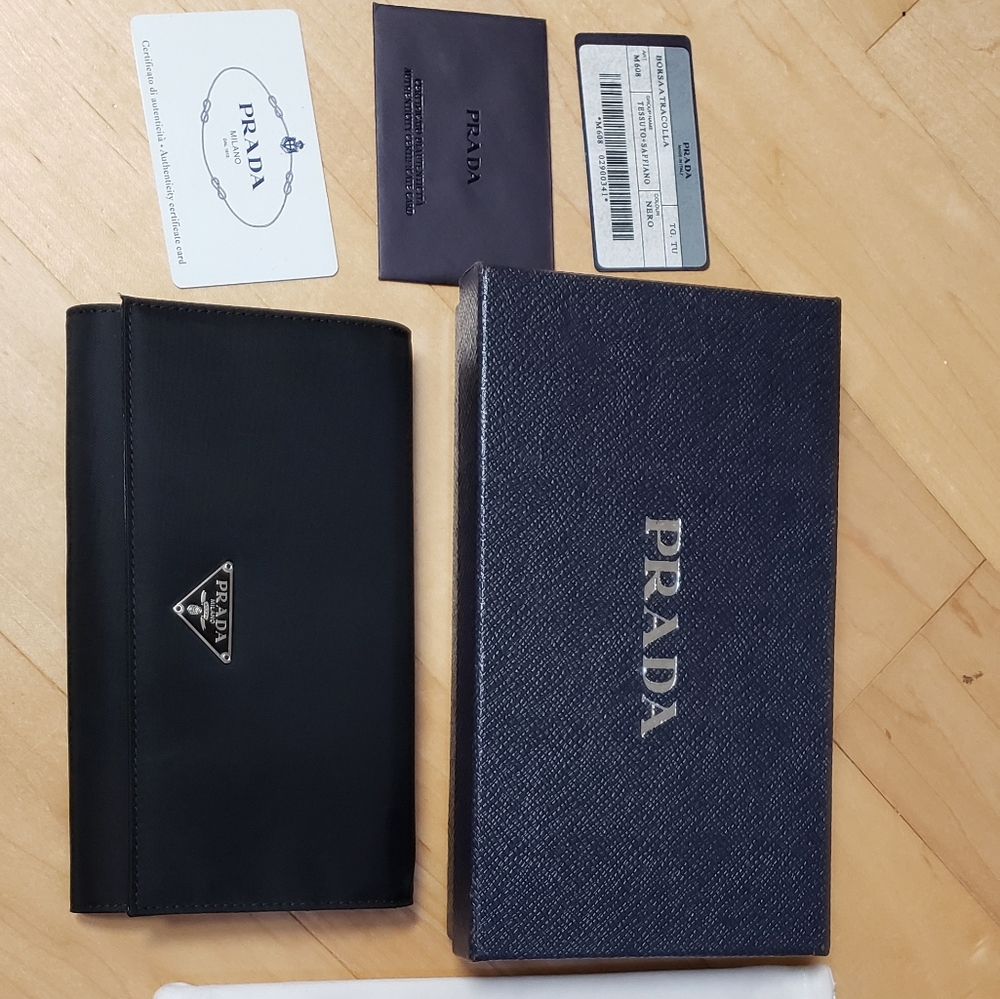 Prada women's wallet nylon new in box black